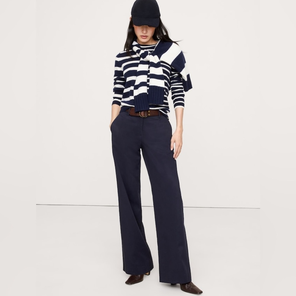 NWT Banana Republic Wide Leg Everyday Tencel Navy Blue Pant Sz Large (#713473)